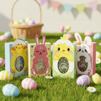 Boîtes en papier pour friandises à thème de Pâques avec fenêtre, design lapin et poussin, pour fête de Pâques, cadeaux, friandises, boîtes en papier pour cadeaux