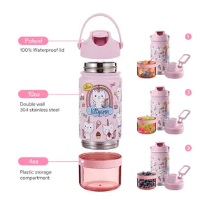 School Water Bottle Food Container Thermos Bento Storage Lunch Box With Water Bottle And Storage Compartment Removable Bottom