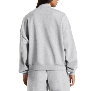 Fourniture de survêtements de sport et de loisirs pour femmes en coton personnalisés, manches longues et pantalon court, vêtements de sport pour femmes - Product Image 5