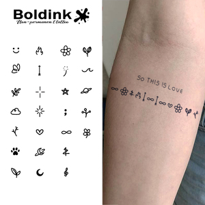 Boldlink - Pegatinas de Tatuajes Semipermanentes Realistas, Diseño Nuevo, Mini Símbolos, Resistentes al Agua y al Sudor, 15 Días/2 Semanas - Product Image 1