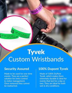 Bracelets Tyvek résistants à la déchirure pour événements, concerts, festivals, admission et identification lors de fêtes - Product Image 6
