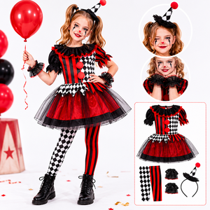 Costumes de <span class=keywords><strong>Clown</strong></span> Noir et Rouge à Carreaux pour Filles, Idéaux pour Halloween et les Fêtes de Carnaval - Grande Vente ! - Product Image 1