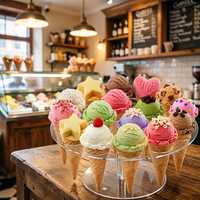 Présentoir en acrylique transparent, support à glaces à deux niveaux, support pour cornets de glace, présentoir à desserts