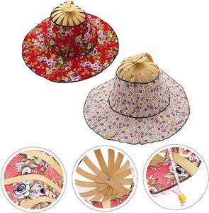 Ready to Ship Bamboo Sun <b>Hat</b> Painted Floral Bamboo Folding <b>Hat</b> for Outdoor Travel. - Product Image 6