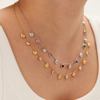 Bijoux fantaisie tendance, chaîne en acier inoxydable plaqué or 18 carats, pendentif coquillage en zircon cubique coloré, cadeau pour femme pour les fêtes