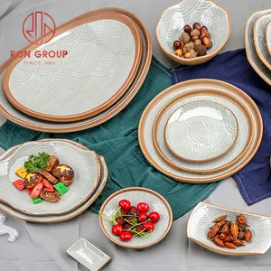 Conjunto de louça de porcelana para restaurante, conjunto de louça de jantar com estampa de peixe, caixa de cerâmica vintage, coleção de terracota