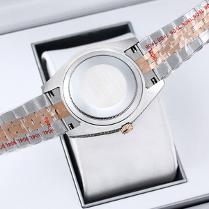 Montre mécanique bicolore 40 mm en acier inoxydable, entièrement sertie de zircons, style hip-hop, verre saphir, mouvement ETA, personnalisable - Product Image 4