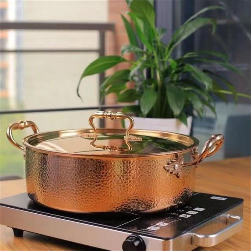 Gold Color Modern Kitchenware Luxury Stainless Steel 304 Hot Pot 3 Layers Steel Cooking Pot Kitchen Cookware Set with Metal Lid · image 6