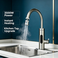Robinet d'eau chaude instantanée électrique entièrement en acier inoxydable, design col de cygne rotatif, autoportant, étanche IPX4, pour camping-car, extérieur, voiture