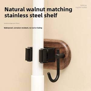 Support mural amovible antidérapant en acier inoxydable pour balais, avec crochet de maintien sans perçage pour outils de nettoyage, garage, cuisine, buanderie - Product Image 1