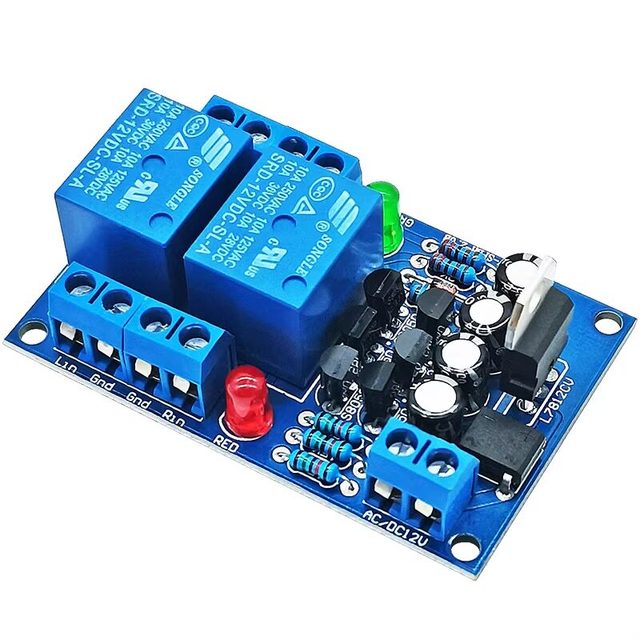 15A Dual Channel Speaker Protection Board AC 12-15V DC 12-24V Boot Delay DC Detection Relay Module for Power Amp
