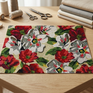 Zerbino per camera da letto <span class=keywords><strong>tappeto</strong></span> colorato combinazione di fiori rossi <span class=keywords><strong>e</strong></span> bianchi <span class=keywords><strong>tappeto</strong></span> antiscivolo stampato zerbino morbido <span class=keywords><strong>e</strong></span> setoso - Product Image 1