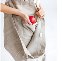 Vente en gros personnalisée Logo français grand marché sac de plage filles cadeau rustique lin épicerie sac à provisions femmes 100% lin sac fourre-tout