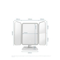Miroir cosmétique LED pliable à la mode, miroir de maquillage à 3 volets, miroir grossissant 2X3X avec lumières LED, batterie rechargeable