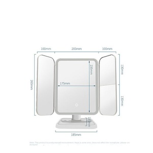 <b>Foldable</b> LED Fashion Cosmetic <b>Mirror</b> 3 Fold Make up <b>Mirror</b> 2X3X Magnifying <b>Mirror</b> With LED Lights Rechargeable Battery - Product Image 3