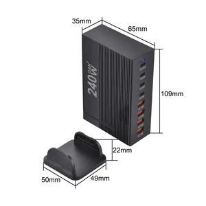 <span class=keywords><strong>Chargeur</strong></span> GaN de bureau 240W à <span class=keywords><strong>4</strong></span> ports USB-C PD à <span class=keywords><strong>charge</strong></span> rapide pour téléphones mobiles (compatible 16/15/14) - Product Image 6