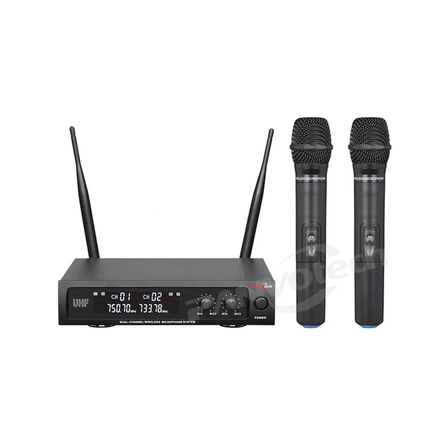 For Panvotech High Quality UHF Dual Channel Wireless Lavalier Microphone Professional Handheld Mic for Karaoke Conference Stage