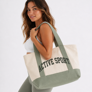 Sac fourre-tout en coton écologique de haute qualité, sac de plage en toile avec logo personnalisé, sac fourre-tout en toile réutilisable pour les promotions et le shopping - Product Image 1
