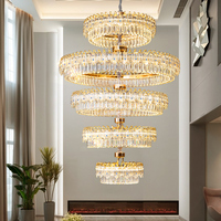 Salon Suspension Chambre Villa Or Led Moderne Grand Lustre En Cristal De Luxe Lumières