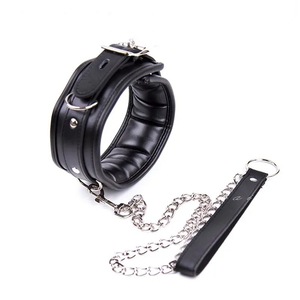 White Soft Collar With Chain And Leather <b>Handle</b> For Adult Use - Product Image 5