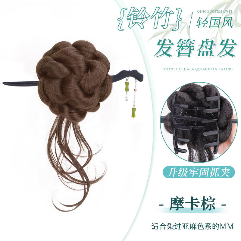 กิ๊บติดผมทรงมวยไม้ไผ่ [สีน้ำตาลมอคค่า] - มาพร้อมกิ๊บติดผม