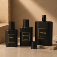 Set Botol Parfum Spray Matte Hitam 30ml 50ml 100ml untuk Label Pribadi dengan Semprotan Halus dan Tutup Plastik