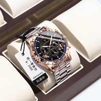 Reloj de Cuarzo para Hombre Poedagar, Marcadores Luminosos Fuertes, Reloj de Acero Inoxidable, Cronógrafo de Negocios para Hombre, Fase Lunar, Días, Brazalete 96