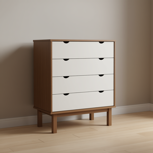 Armoire à 4 tiroirs en bois de pin blanc, style scandinave moderne, meubles de rangement pour salon - Product Image 2