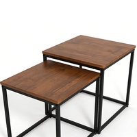 Ensemble de tables basses modernes en fer et MDF, design pliable, montage facile, rangement, construction durable pour salon, chambre, hôtel