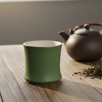 Tasse à thé vert moderne en céramique et porcelaine, motif bambou, base cylindrique en forme de pamplemousse, haute, résistante à la chaleur, idéale comme cadeau d'affaires