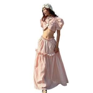 Nouvelle Collection Été – Top court épaules dénudées avec découpe poitrine et jupe ample tombante pour <span class=keywords><strong>femme</strong></span> - Product Image 5