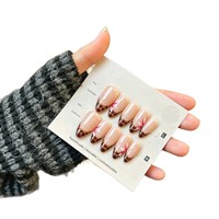 TSZS Faux Ongles 3D en Acrylique Souple Faits Main en Forme de Fleur d'Amandier, 10 Pièces, Réutilisables, Couverture Complète, Vente en Gros