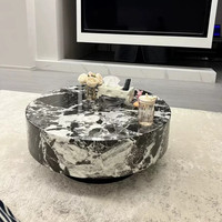 Ensemble Table Basse et Meuble TV Minimaliste Luxe Léger en Marbre pour Petits Salons – Meubles de Salon Style Nordique avec Rangement
