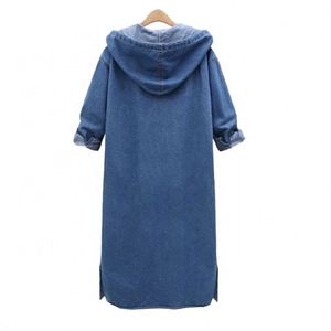 YP Wholesale Veste <span class=keywords><strong>Femme</strong></span> Dames <span class=keywords><strong>Manteau</strong></span> <span class=keywords><strong>Long</strong></span> en Jean Oversize Coupe-Vent en Denim pour l'Automne - Product Image 6