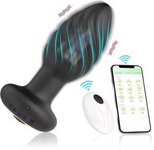 Silicone Anal Plug <b>Vibrator</b> with Thread Surface Design Remote <b>Control</b> App Butt Massager for Men and Women STELLAR PATH - Product Image 1