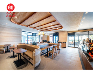 Conception de l'aménagement intérieur d'un café moderne, éclairage LED en gros, comptoir de bar, chaises et tables de café personnalisées - Product Image 1