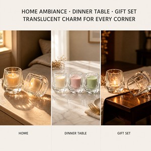 Photophore en verre cannelé à facettes transparent avec texture verticale pour centre de table, cadeau de mariage, vente en gros - Product Image 4