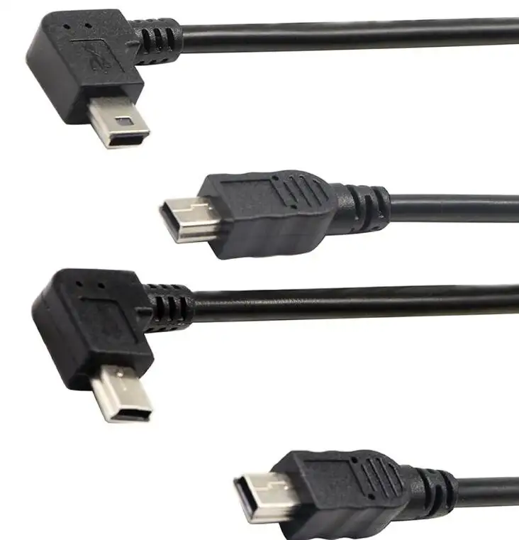 90 Degree Right & Left Angled USB 2.0 Mini B Male to Male Extension Cable Data Sync and Charging Cable for Laptop & Tablet