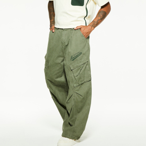 Logo personnalisé rétro avec poche jambe large <span class=keywords><strong>toile</strong></span> jean droit motif plat avant taille moyenne pantalon cargo pour hommes - Product Image 4