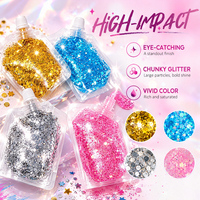 Gel pailleté pour le visage en sachet avec bec verseur, logo personnalisé, à paillettes épaisses, longue durée, éclat instantané, adapté aux enfants, doux et sûr, vente en gros