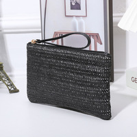 Dompet panjang wanita, tas kosmetik untuk perjalanan, dompet jerami, dompet koin untuk wanita