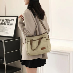 Bolso de Lona de Gran Capacidad para Mujer, Estilo Casual, con Cierre y Correa Simple, para Llevar al Hombro o Cruzado - Product Image 4