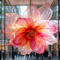Bunga Peony Organza Raksasa Warna Pink dengan Kepadatan Tinggi Cocok untuk Dipajang di Jendela Pusat Perbelanjaan, Latar Belakang Pernikahan
