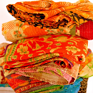 Wholesale Lot <b>Indian</b> Reversible Sari Kantha <b>Quilts</b> Made In India - Product Image 1