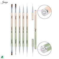 Ensemble de pinceaux à ongles en métal avec logo personnalisé, couleur dégradée, double brosse multifonctionnelle pour salons de manucure DIY