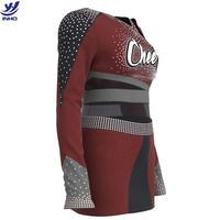 Uniforme de Competición de Porristas, Metálico Brillante, de Alta Elasticidad, Conjunto de 2 Piezas con Pedrería para Niñas