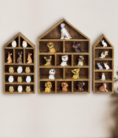 Boîte de rangement en bois en forme de maison, étagère d'exposition, organisateur pour figurines miniatures