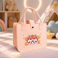 Sac fourre-tout pliable en feutre de haute qualité avec imprimé de dessins animés pour enfants, idéal pour le shopping et les courses, sac de rangement réutilisable en feutre souple