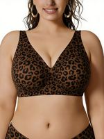 Sujetador inalámbrico push-up sin aros de seda helada transpirable para mujer, talla grande 3XL, sin costuras, con estampado OEM al por mayor