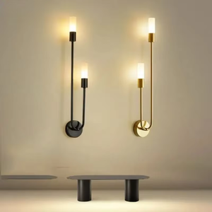 Lámpara <span class=keywords><strong>de</strong></span> pared nórdica <span class=keywords><strong>de</strong></span> lujo para sala <span class=keywords><strong>de</strong></span> estar, moderna, minimalista, LED, negra y dorada, creativa, para TV, fondo <span class=keywords><strong>de</strong></span> pared, pasillo, dormitorio, lámpara <span class=keywords><strong>de</strong></span> noche - Product Image 1